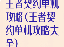 王者契约单机攻略(王者契约单机攻略大全)