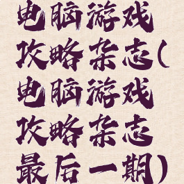电脑游戏攻略杂志(电脑游戏攻略杂志最后一期)