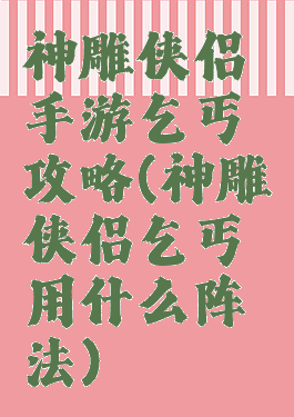 神雕侠侣手游乞丐攻略(神雕侠侣乞丐用什么阵法)