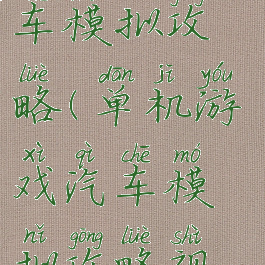 单机游戏汽车模拟攻略(单机游戏汽车模拟攻略视频)