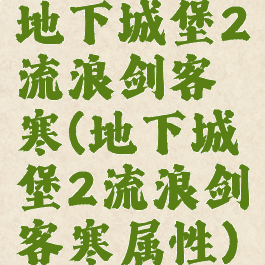 地下城堡2流浪剑客寒(地下城堡2流浪剑客寒属性)