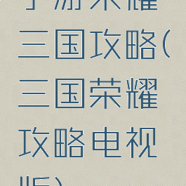手游荣耀三国攻略(三国荣耀攻略电视版)