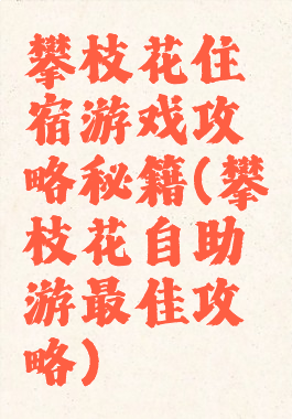 攀枝花住宿游戏攻略秘籍(攀枝花自助游最佳攻略)