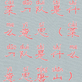 菜刀队是什么意思(菜刀队是什么意思唐山)