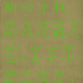 脚的手机游戏攻略大全(关于小脚的游戏)