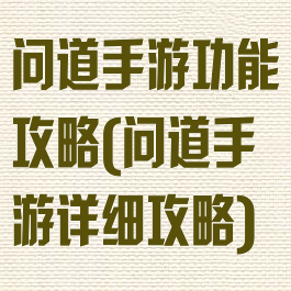 问道手游功能攻略(问道手游详细攻略)